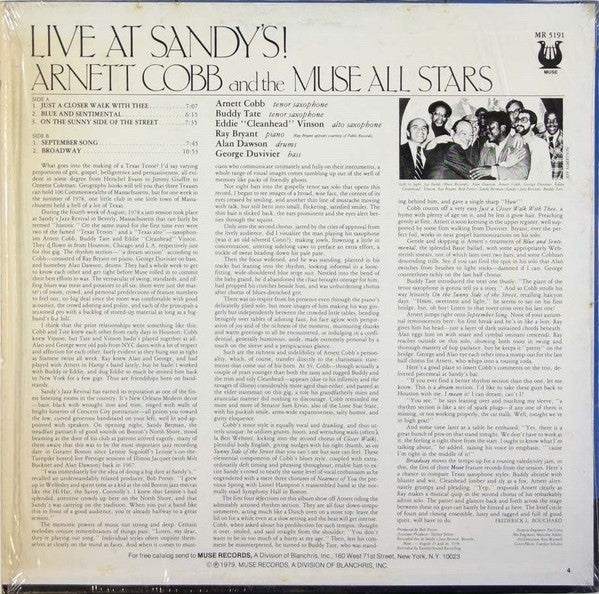 Arnett Cobb And The Muse All Stars: Live At Sandy's! 12" - Image 2
