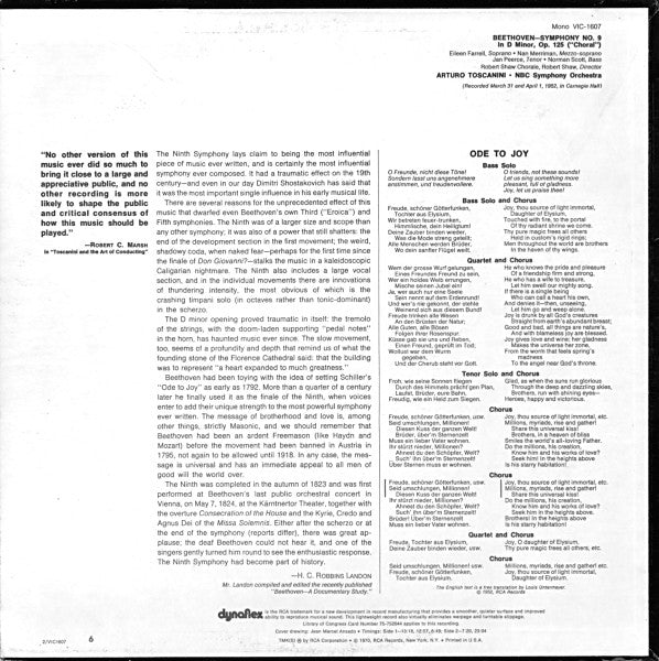 Arturo Toscanini, Eileen Farrell, Nan Merriman: Ninth Symphony 12" - Image 3