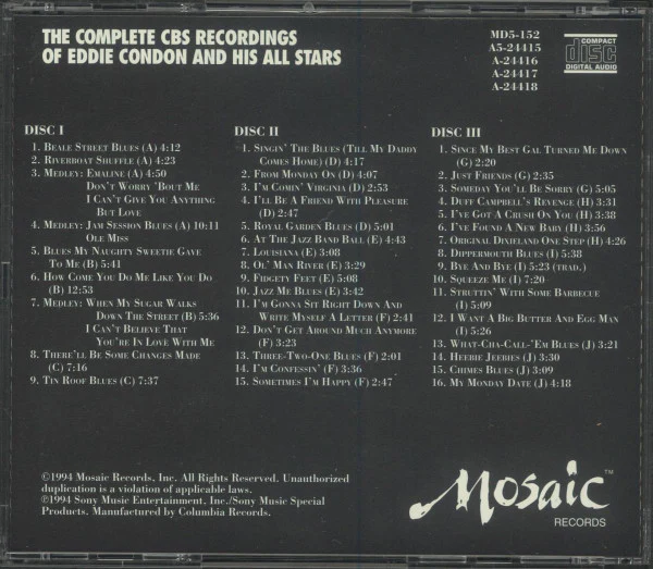 Eddie Condon And His All-Stars: The Complete CBS Recordings Of Eddie Condon And His All Stars CD box set - Image 8