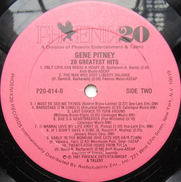 Gene Pitney: 20 Greatest Hits 12" - Image 3