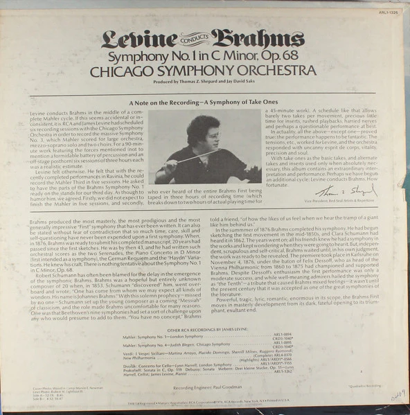 James Levine: Brahms Symphony No. 1 12" - Image 2
