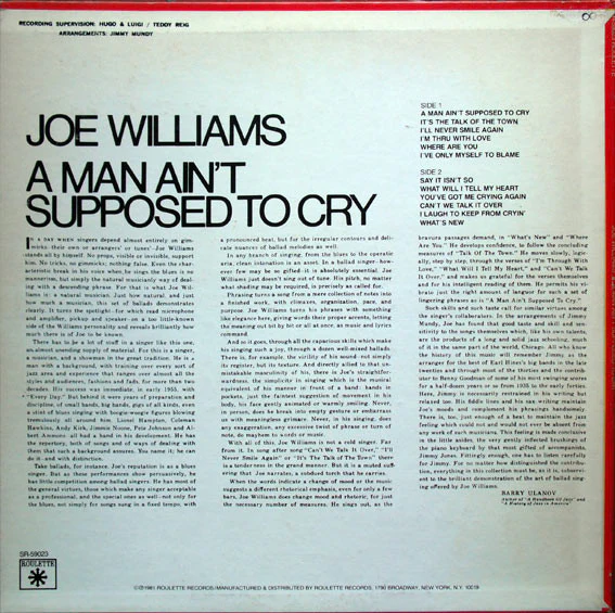 Joe Williams: A Man Ain't Supposed To Cry 12" - Image 2