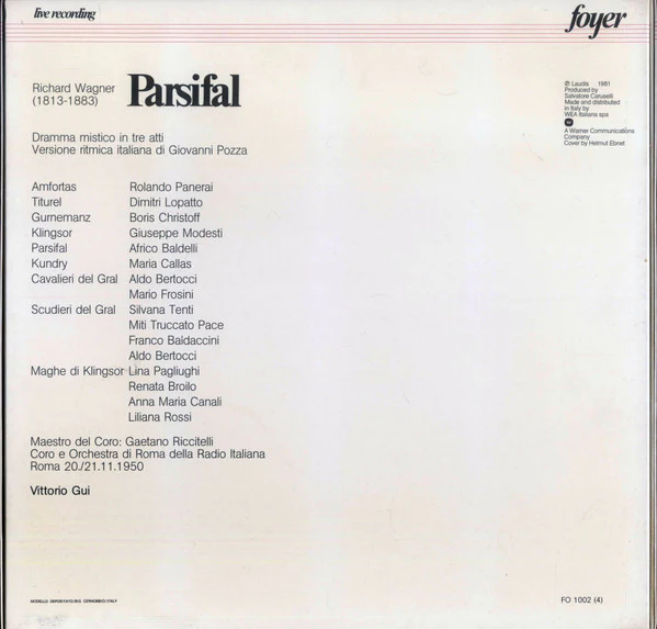 Richard Wagner / Maria Callas, Africo Baldelli, etc.: Parsifal 12" box set - Image 3