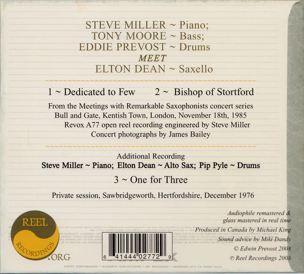The Steve Miller Trio: Steve Miller Trio Meets Elton Dean CD - Image 2