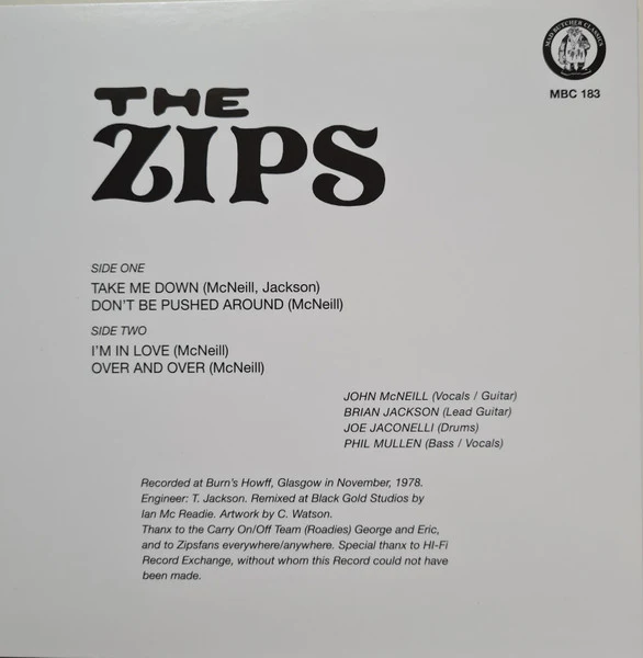 The Zips: Take Me Down 7" - Image 2