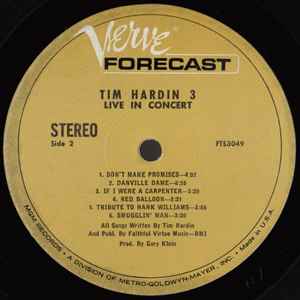 Tim Hardin: Tim Hardin 3 Live In Concert 12" - Image 3